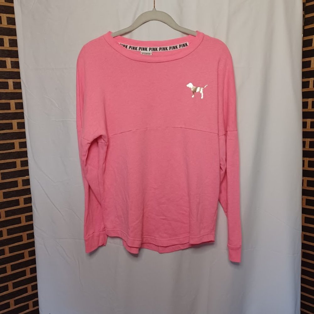 Victoria's Secret PINK Pink Long Sleeve XS Sweatshirt with Gold Writing